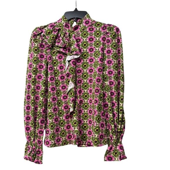 INC International Concepts Printed Ruffled Top, Bev Floral, Sz. S - Picture 10 of 12